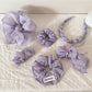 Gifty - Purple Floral Ruffle Trim Fabric Scrunchie