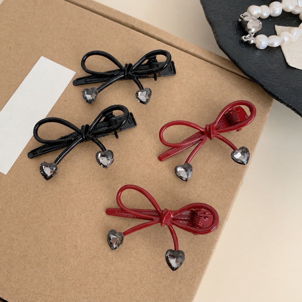 Beau - Bow Heart-Drop Hair Clip