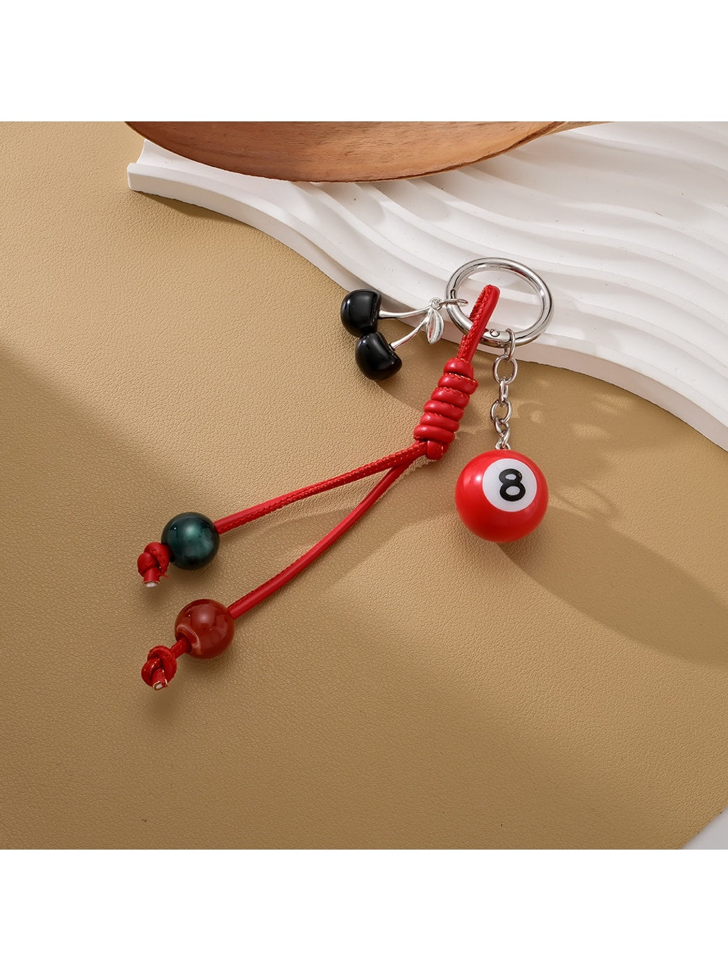 Keypus - Alloy Plastic Cherry Billiard Ball Keychain