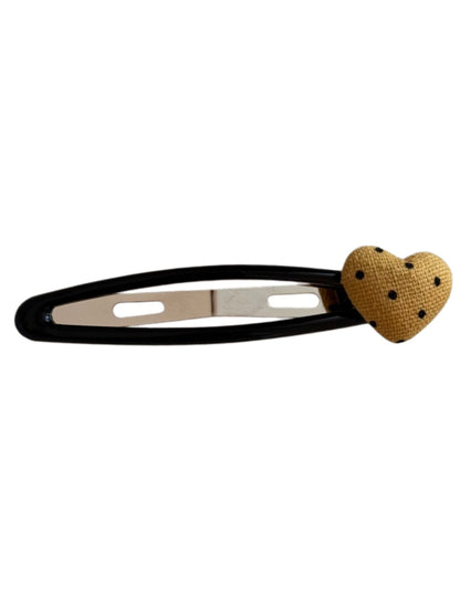 Beau - Plaid Fabric Heart Side Hair Clip