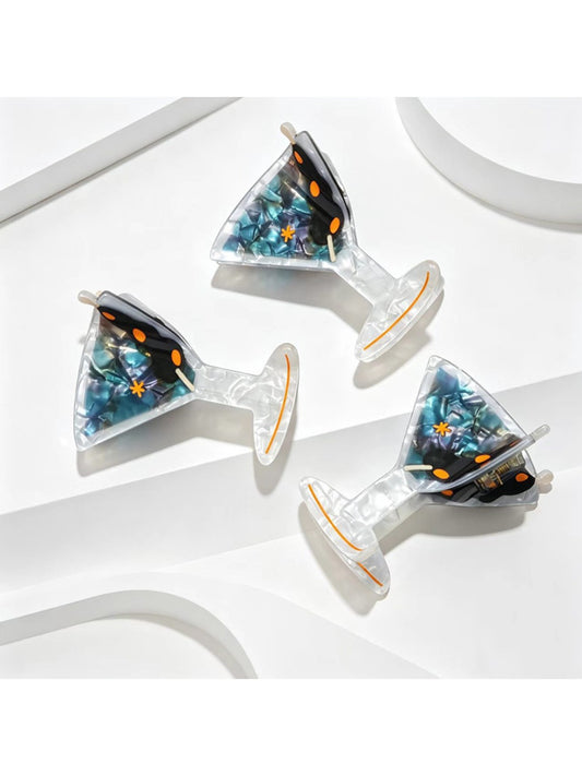 Beau goblet shaped claw clip in glossy tortoiseshell finish on white background