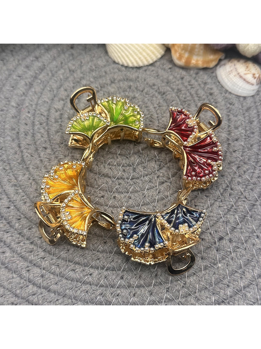 Beau - Floral Leaf Accent Alloy Claw Hair Clip