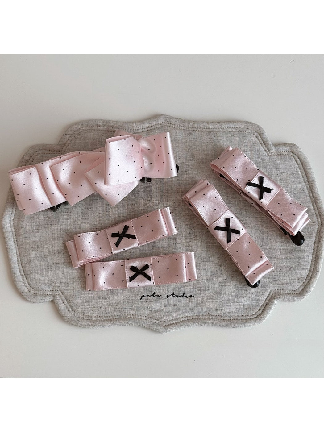 Beau - Polka Dot Satin Bow Detail Banana Clip
