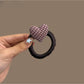 Gifty - Plaid Heart Pattern Polyester Hair Tie