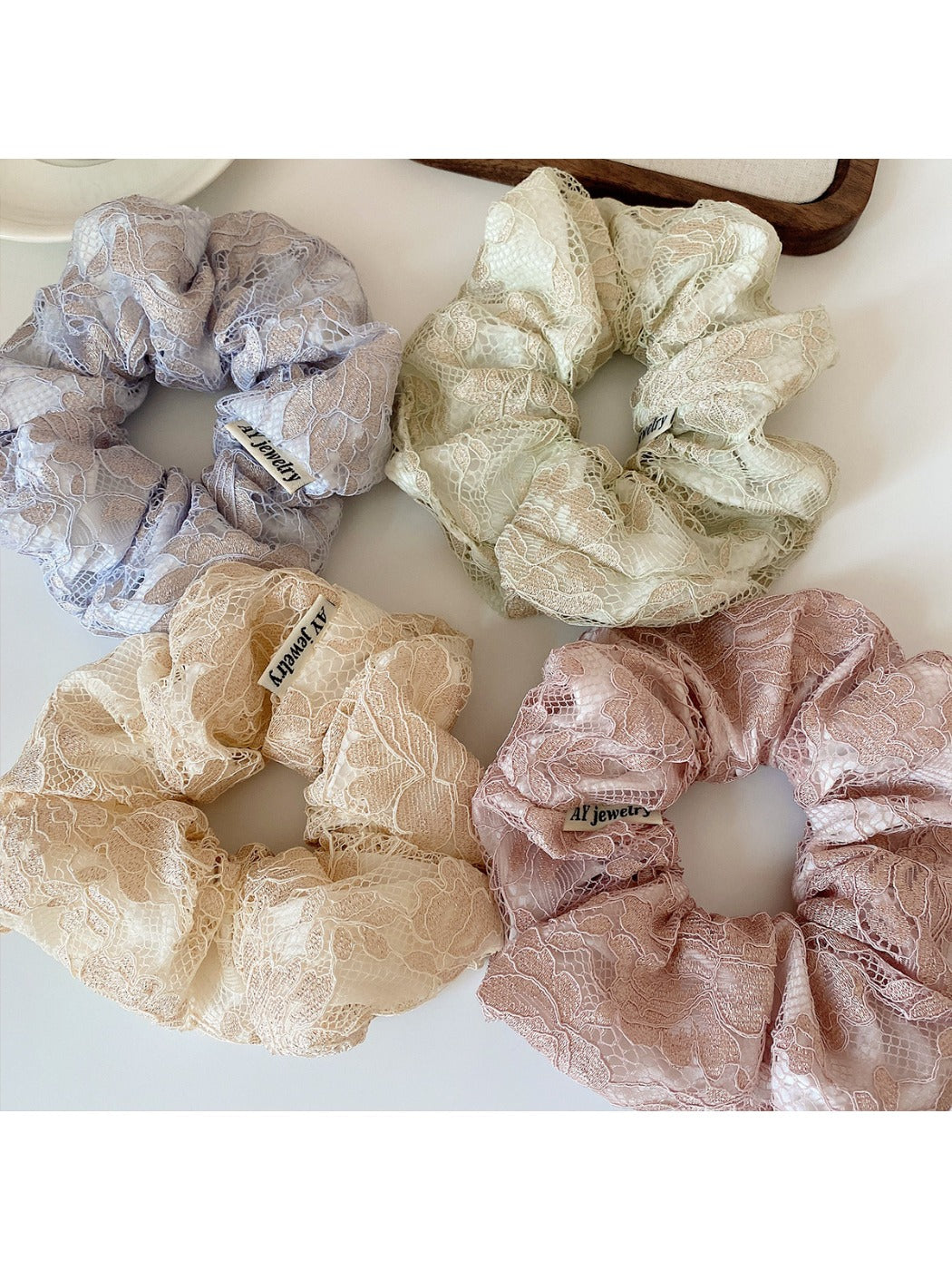 Gifty - Spring Hollow Embroidery Scrunchie Hair Tie