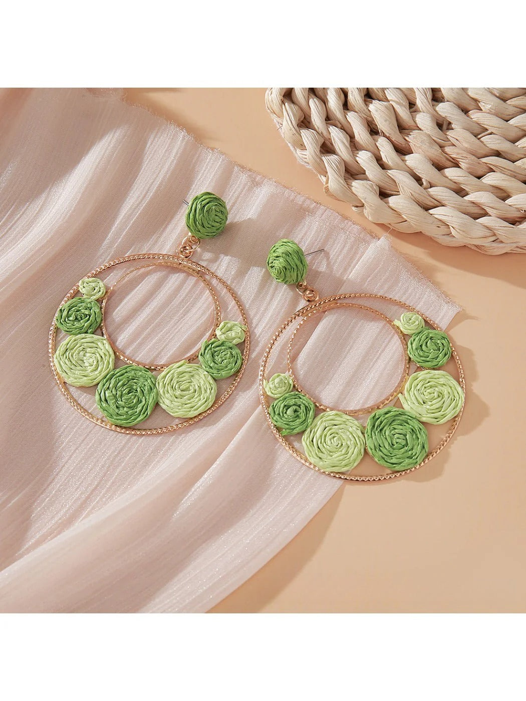 Earedge - Sweet Raffia Circle Stud Earrings