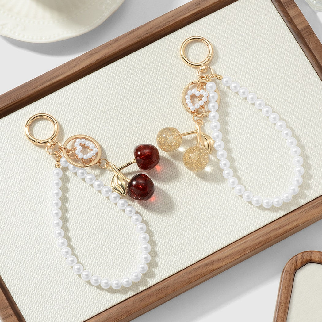 Keypus - Sparkly Cherry and Beaded Loop Keychain