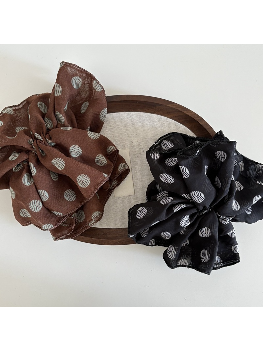 Gifty - Double Layer Chiffon Polka Dot Scrunchie