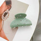 Beau hair claw clip displayed on a wooden surface with natural lighting