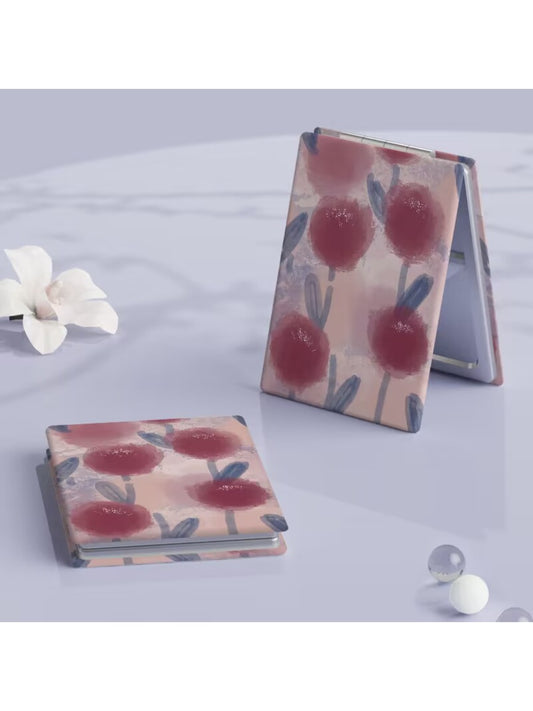 Mirroray Oil Painting Tulip Vanity Face Mirror with oil painting inspired tulip pattern and floral design