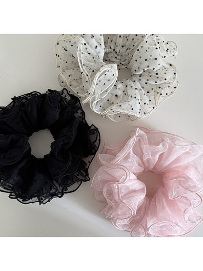 Gifty - Polka Dot Layered Mesh Hair Scrunchie