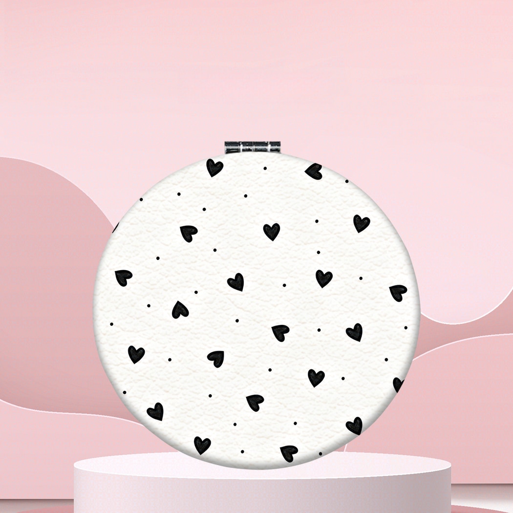 Mirroray - Round Heart Pattern Folding Makeup Mirror