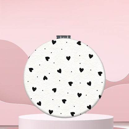 Mirroray - Round Heart Pattern Folding Makeup Mirror
