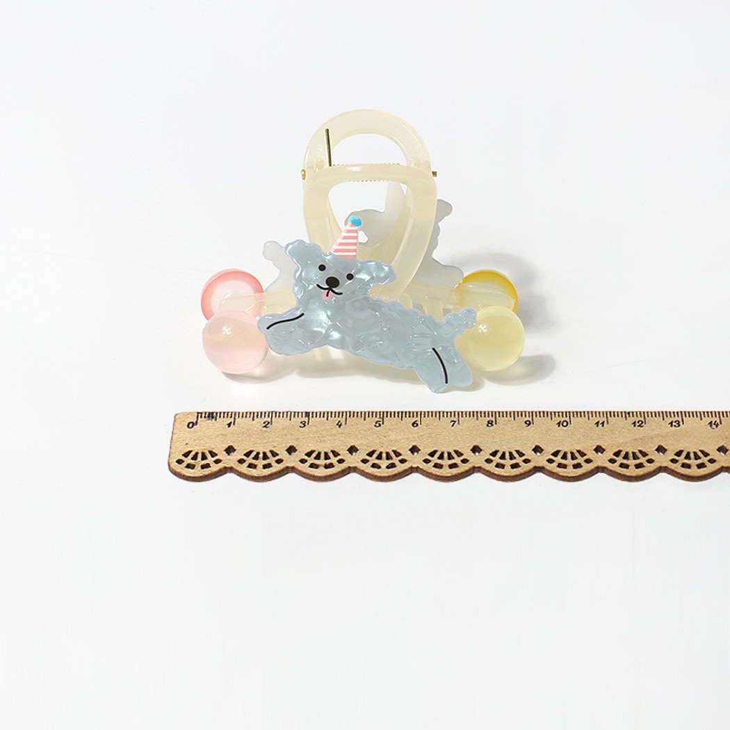 Beau - Acrylic Cartoon Puppy Flying Pose Claw Clip