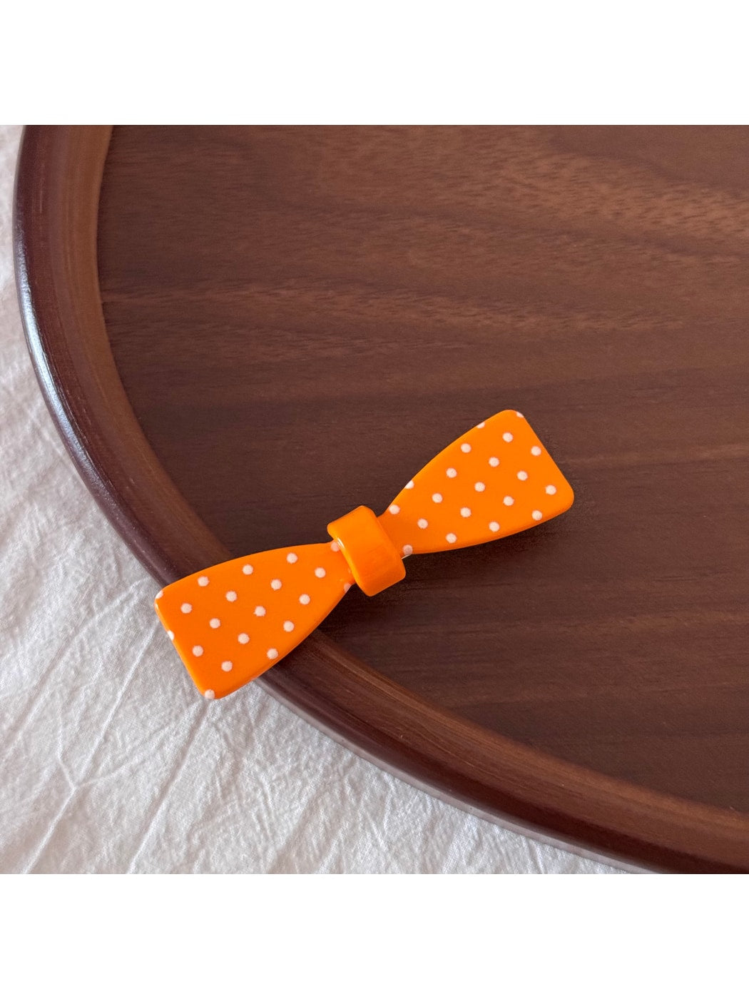 Beau - Dotted Bow Side Bang Barrette Hair Clip