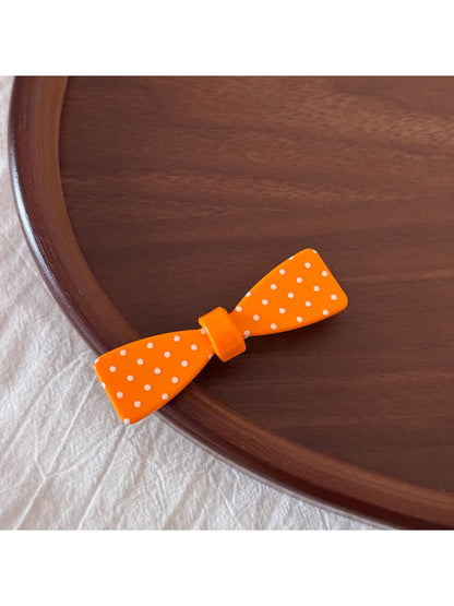 Beau - Dotted Bow Side Bang Barrette Hair Clip