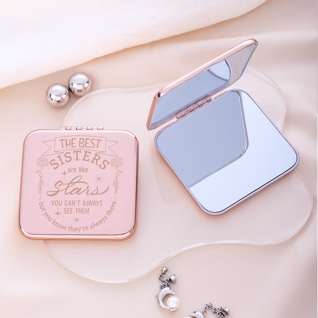 Mirroray - Engraved Cover Portable Touch Up Makeup Mirror