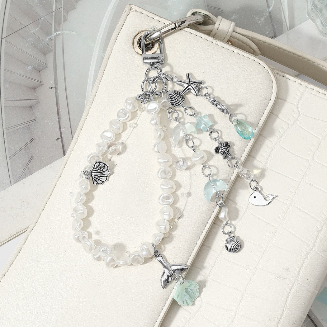 Keypus - Muted Ocean Motif Beaded Keychain