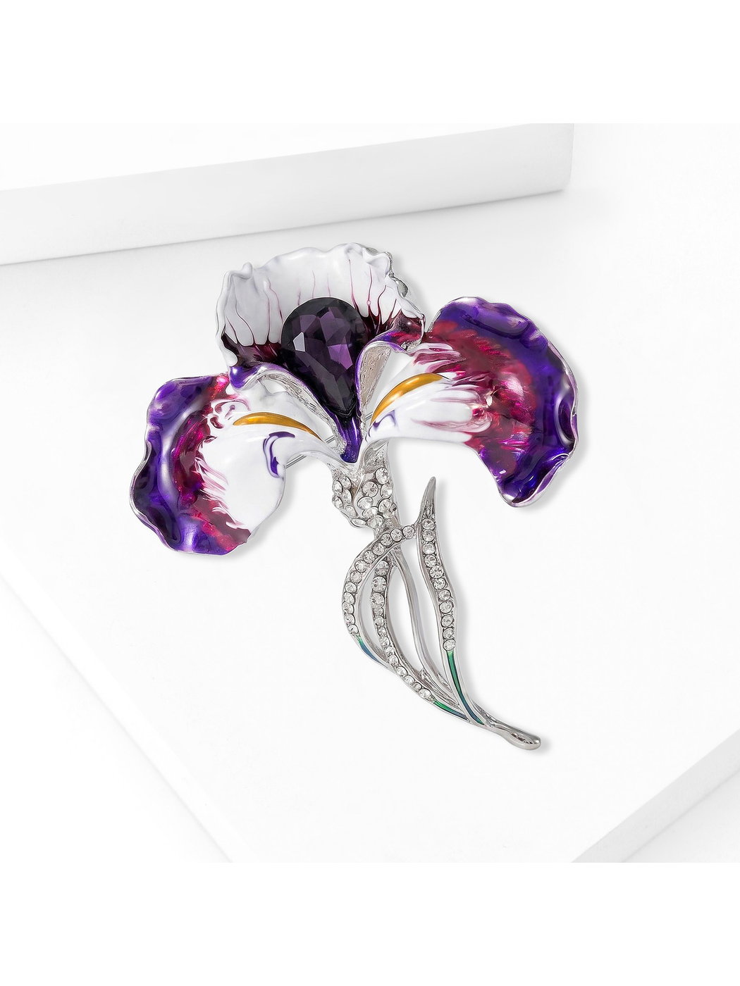 Brovia - Enamel Floral Butterfly Alloy Brooch