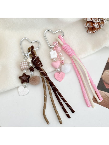 Keypus - Simple Style Heart Pendant Woven Keychain