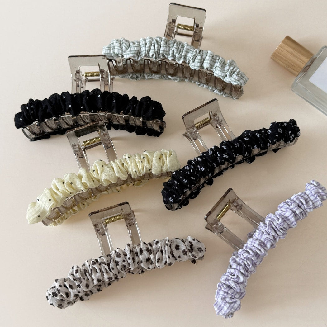 Beau - Ruched Straight Bar Decorative Hair Claw Clip