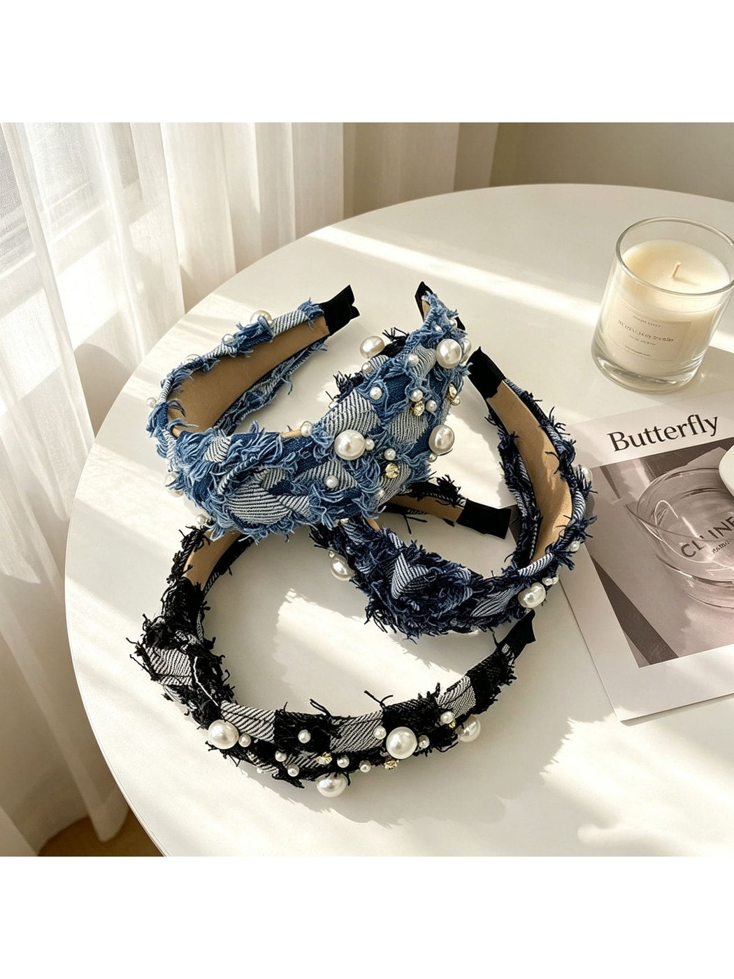 Gifty - Denim Look Knotted Bow Detail Headband
