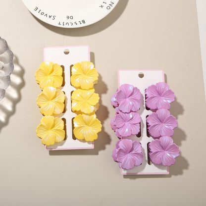 Beau - Glossy Floral Plastic Alloy Claw Clip Set