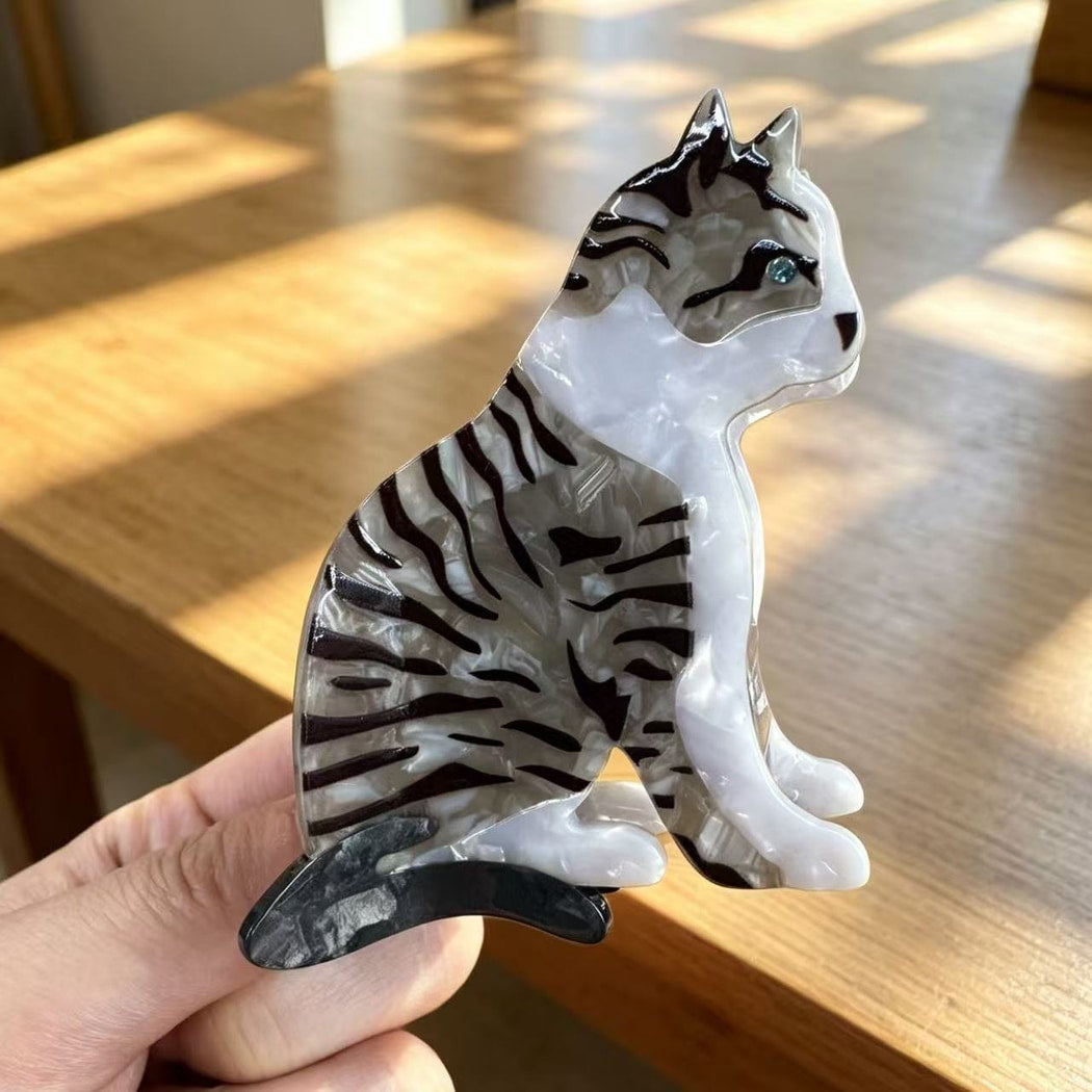 Beau - Playful Cat Silhouette Design Claw Clip