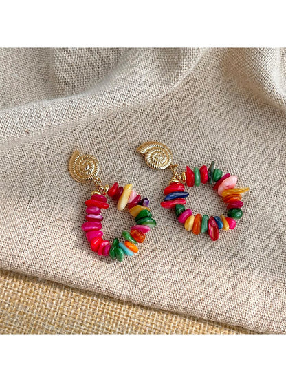 Earedge - Elegant Rainbow Dangle Earrings