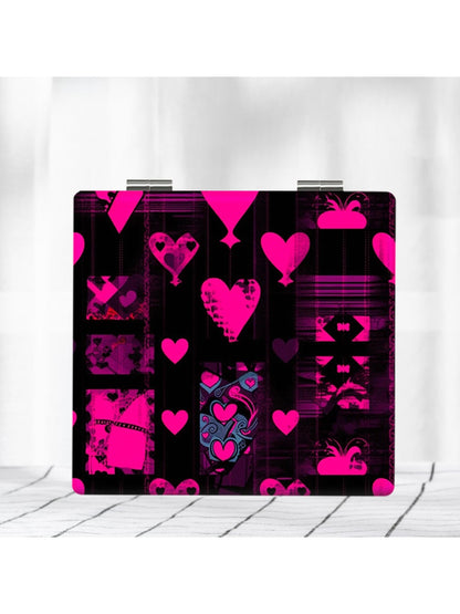 Mirroray - Square Y2K Heart Pattern Compact Folding Mirror