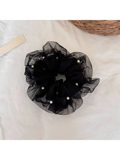 Gifty - Polyester Mesh Ruffled Round Scrunchie Hair Tie