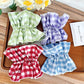 Gifty - Plaid Polyester Fabric Ruffle Edge Scrunchie