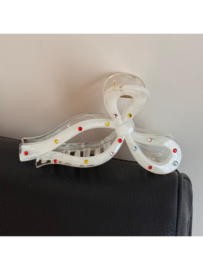 Beau - White Geometric Hair Claw Clip