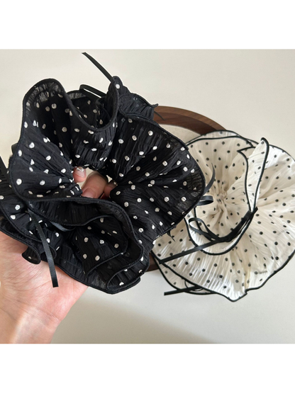 Gifty - Polka Dot Bow Ruffled Ponytail Scrunchie