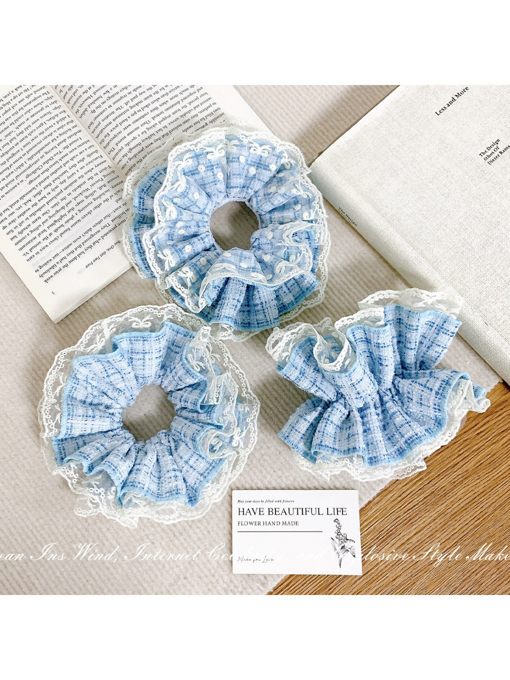 Gifty - Double-layer Lace Plaid Hair Ring