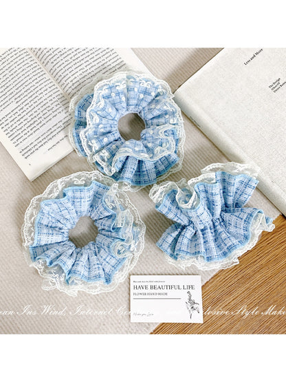 Gifty - Double-layer Lace Plaid Hair Ring