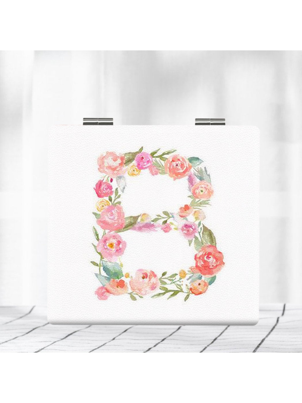 Mirroray - Elegant Floral Letter Print Compact Mirror