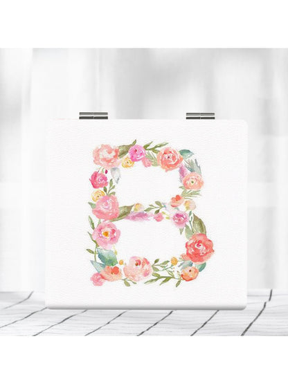 Mirroray - Elegant Floral Letter Print Compact Mirror