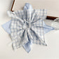 Plaid lace bow bandana scrunchie with detailed lace trim and bow
