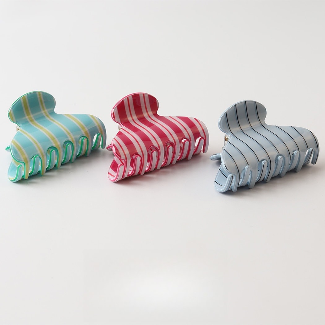 Beau - PVC Striped Pattern Curved Claw Clip