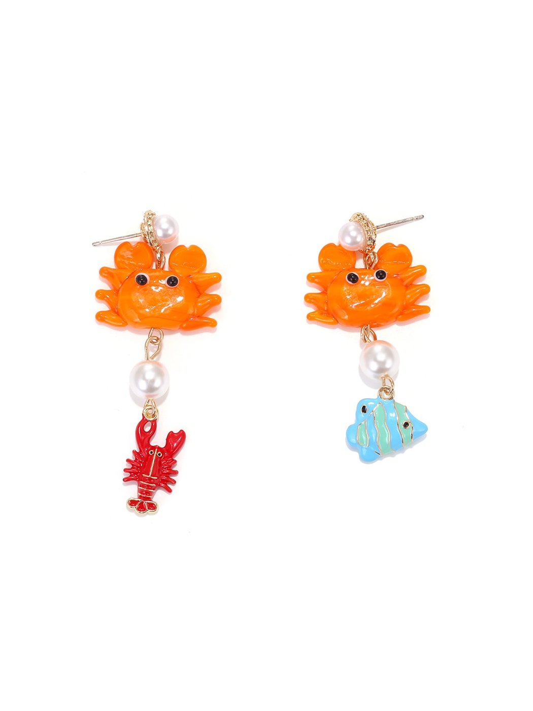 Earedge - Asymmetrical Crab Fish Beach Style Earrings