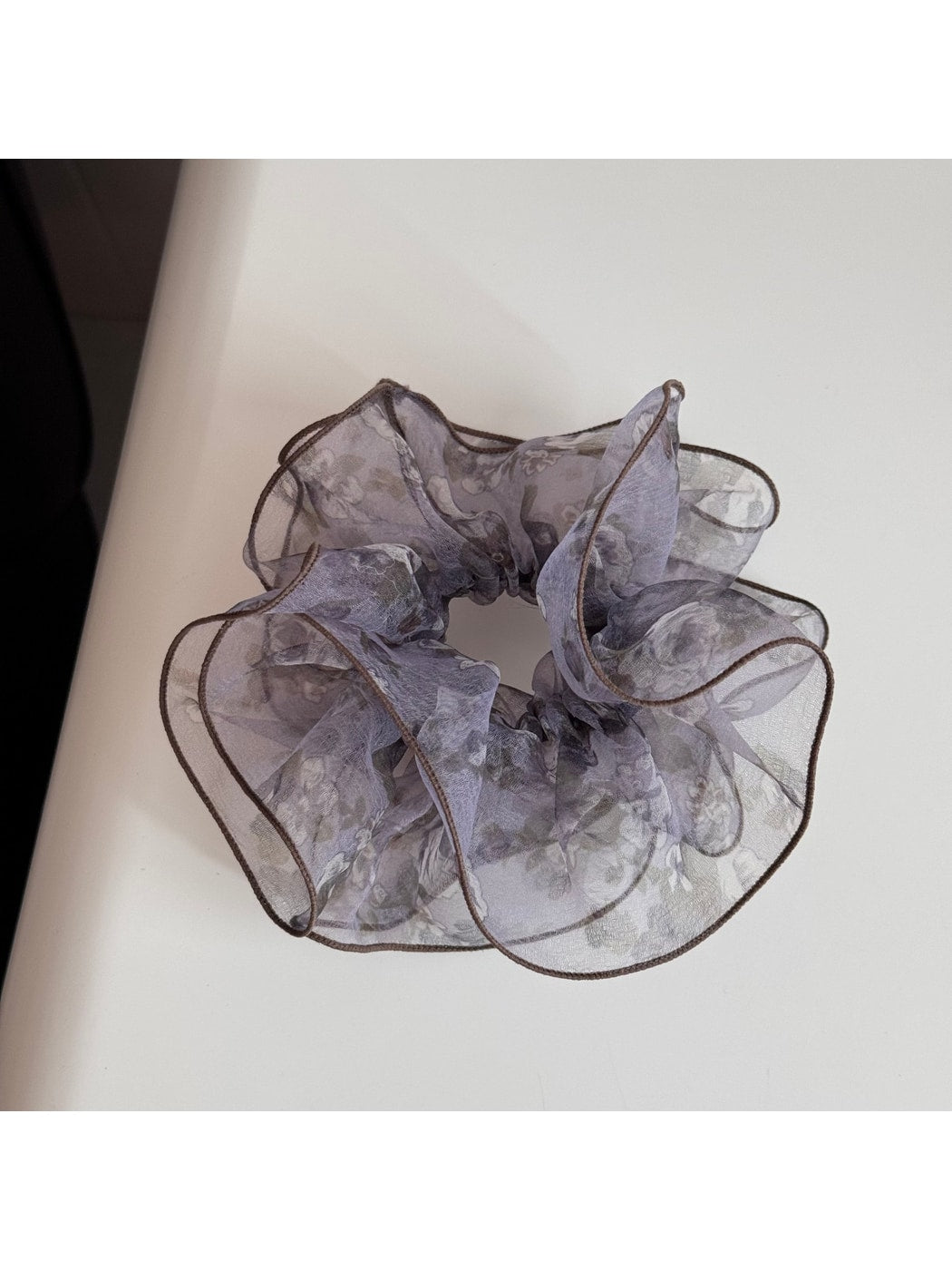 Gifty - Floral Print Irregular Sheer Hair Scrunchie