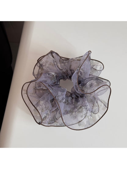Gifty - Floral Print Irregular Sheer Hair Scrunchie
