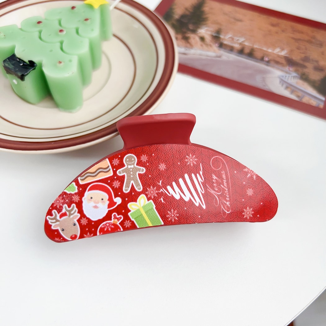 Beau - Classic Christmas Theme Print Claw Clip