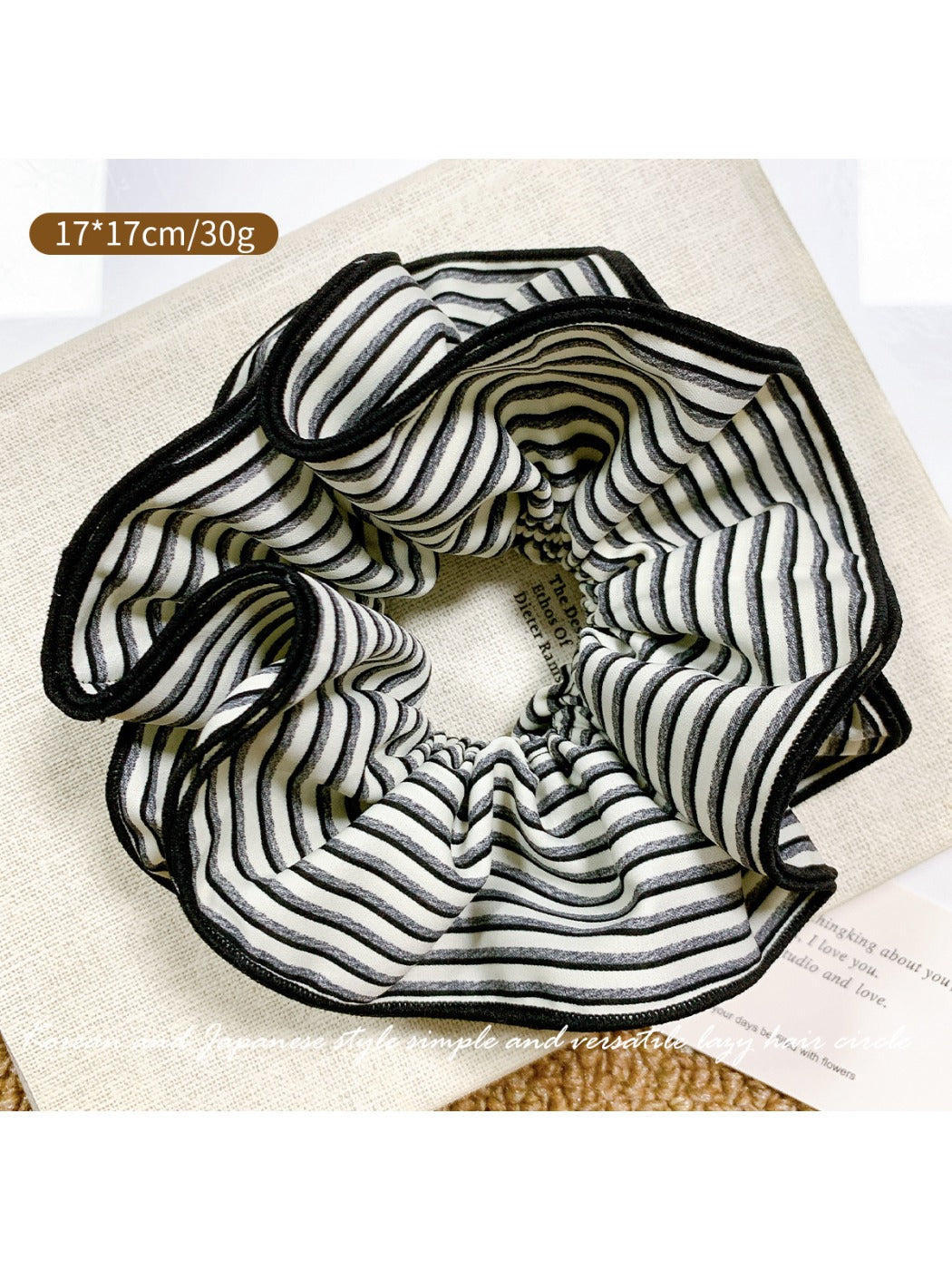 Gifty - Elegant Grey Striped  Scrunchies
