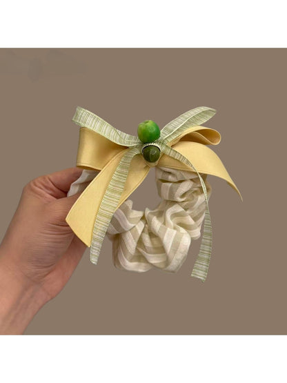 Gifty - Ribbon Bow Striped Scrunchie