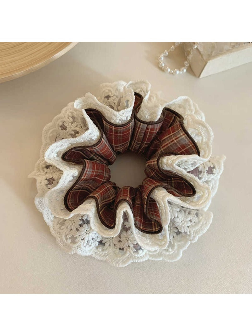 Gifty - Plaid Double Layer Scrunchie