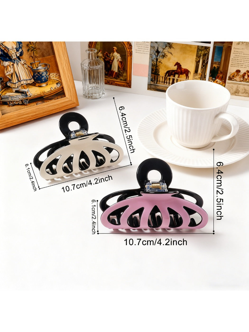 Beau - Color Block Hollow Out Claw Clip