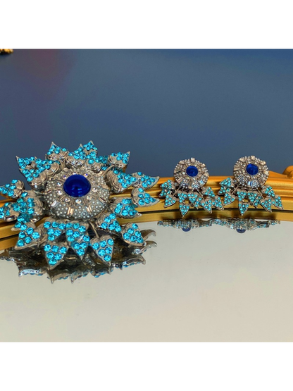Brovia - Vintage Snowflake Alloy Brooch Earrings