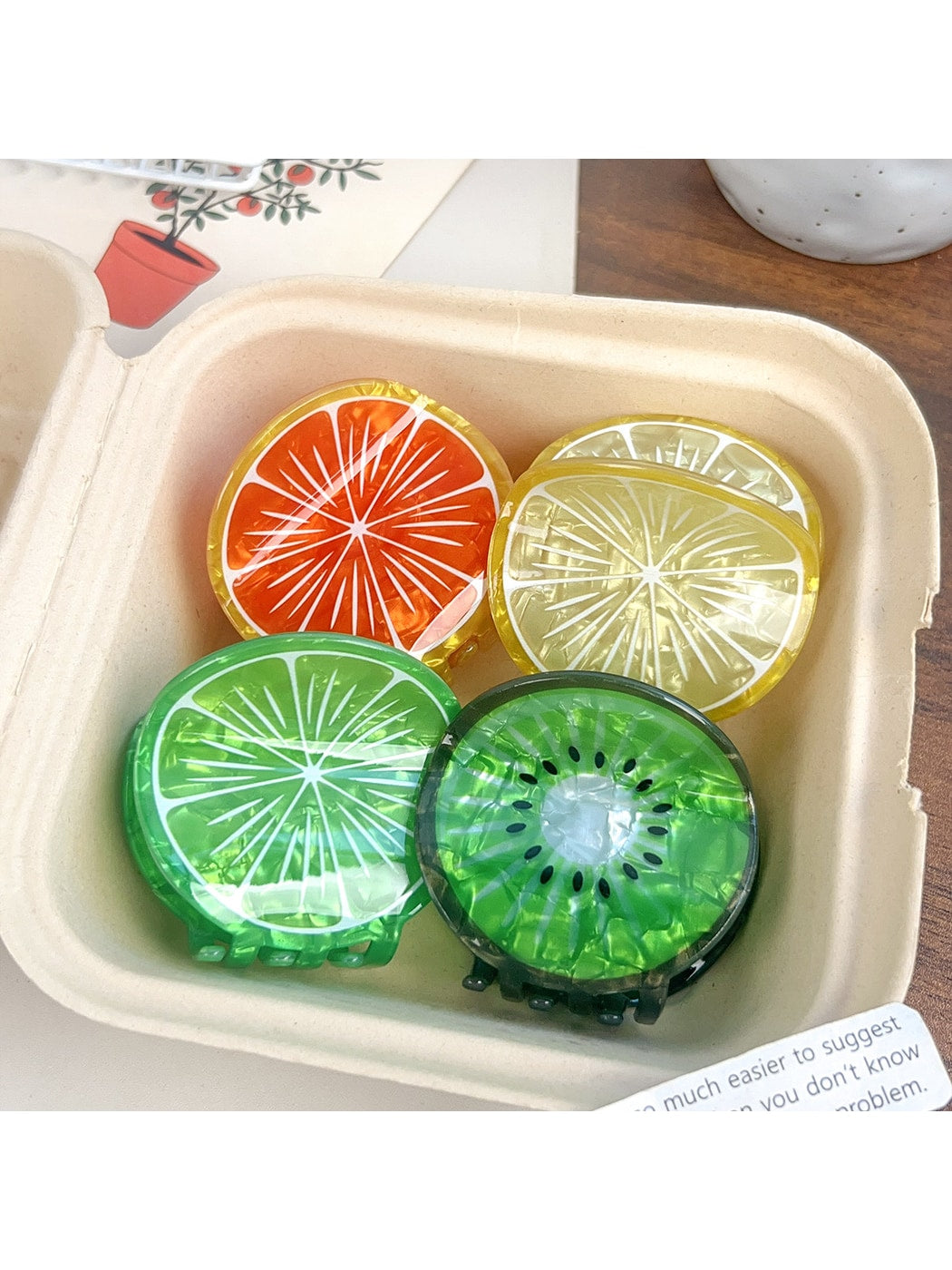 Beau - Round Fruit Slice PVC Claw Hair Clip